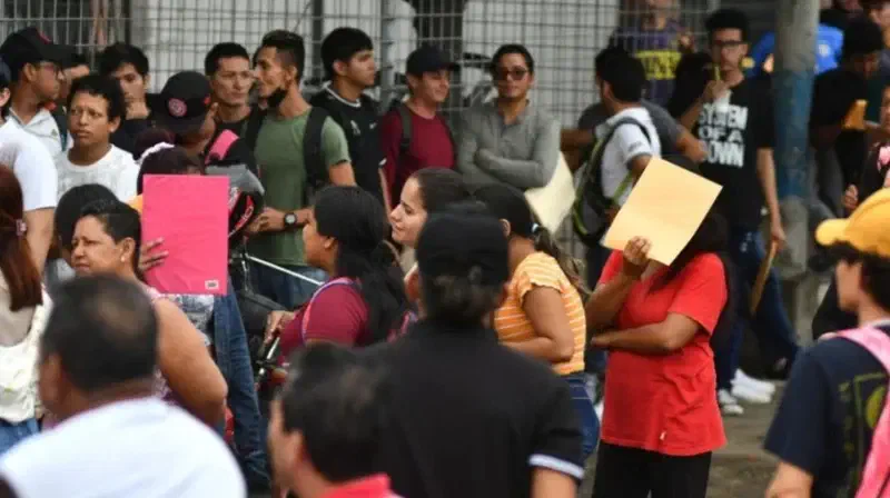 Jóvenes reunidos en una actividad de búsqueda de empleo.