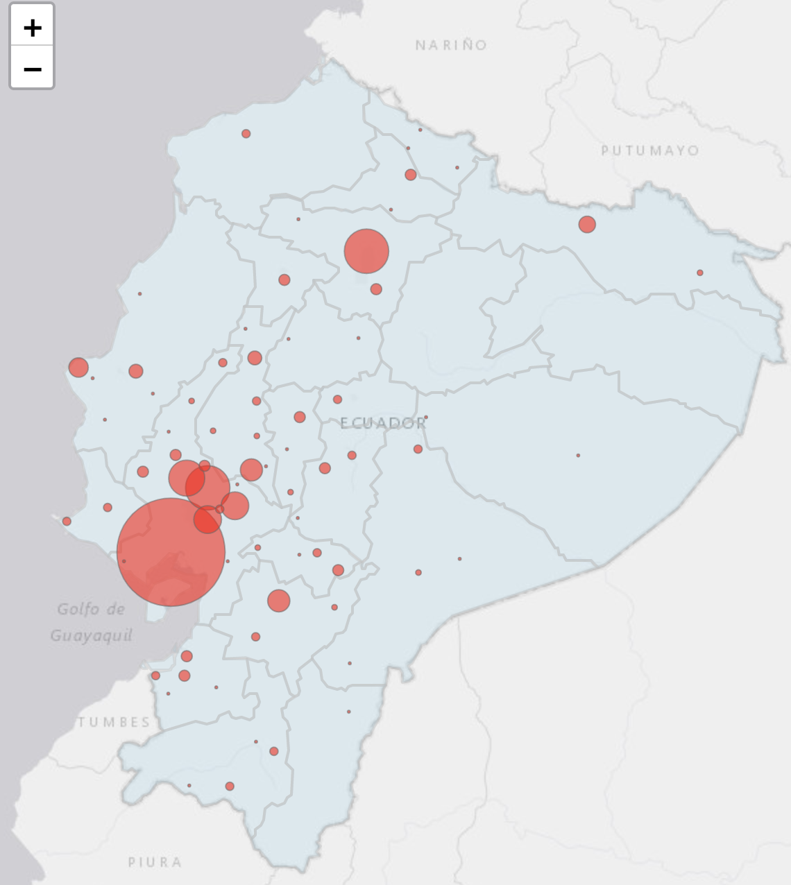 Mapa actualizado del coronavirus en el Ecuador