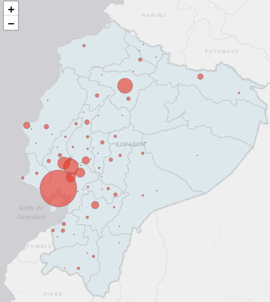 Mapa actualizado del coronavirus en el Ecuador